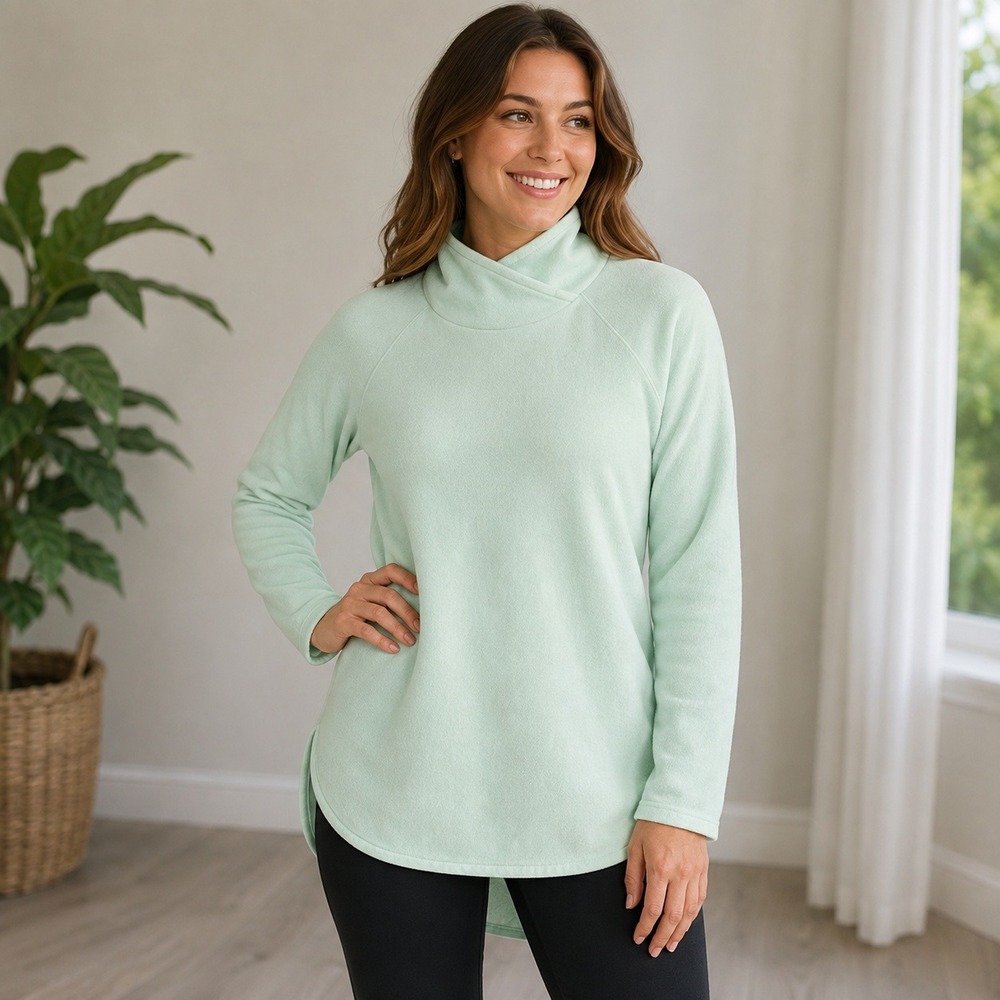 Tek Gear Essential Gear Women XS Mint Green Fleece Cowl Neck Tunic NWT